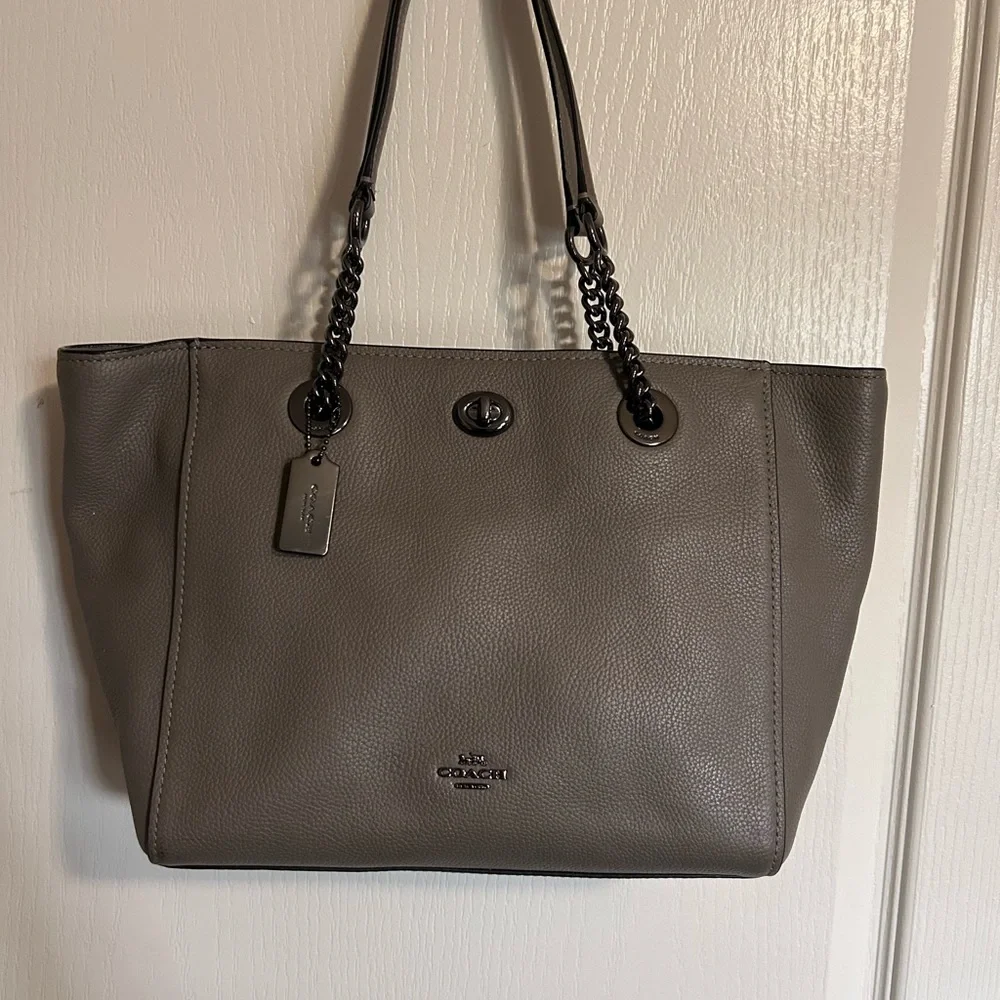 Coach Taupe Leather Tote Bag - Picture 1 of 6